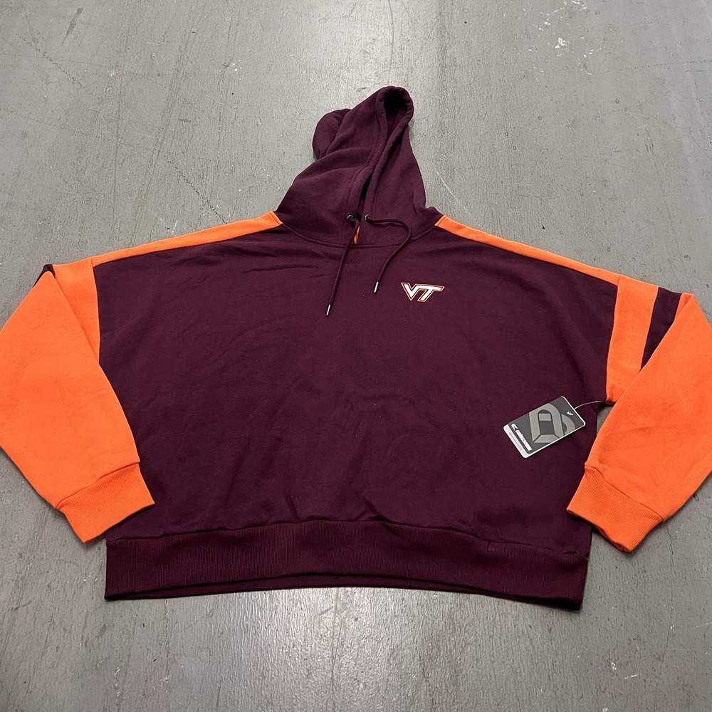 Colosseum Virginia Tech Hokies Women's Cropped Hoodie Blue Red Size Large